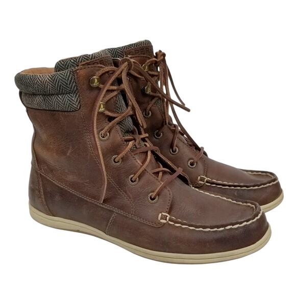 Sperry Topsider Women's Bayfish Brown Leather Ankle Boots Size 9 - Picture 1 of 10